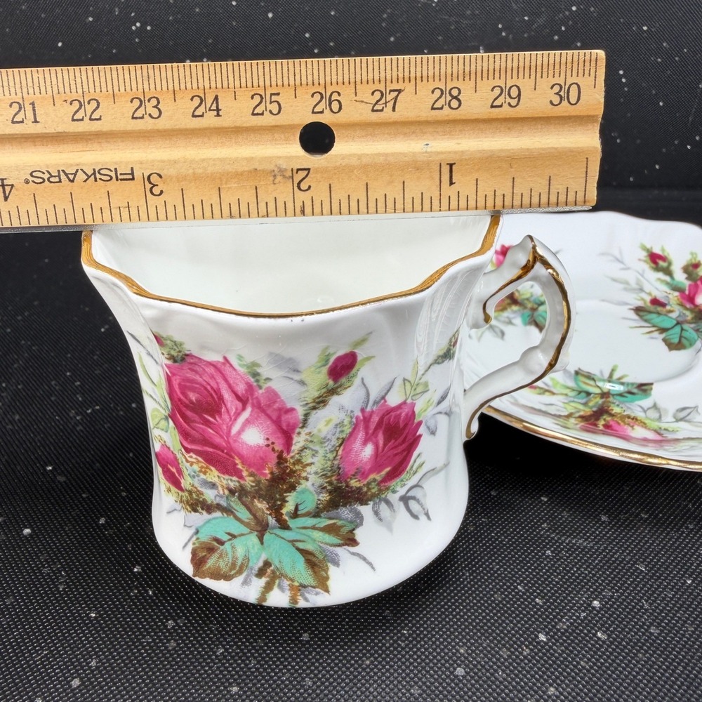 Hammersley Victorian Rose Fine Bone China Teacup Saucer Set Gold Gilt England - Picture 2 of 10